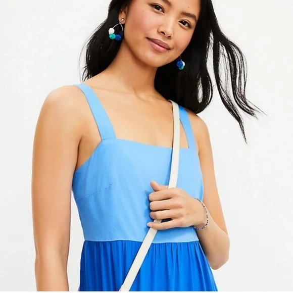 LOFT Colorblock Blue Maxi Dress - Picture 2 of 8